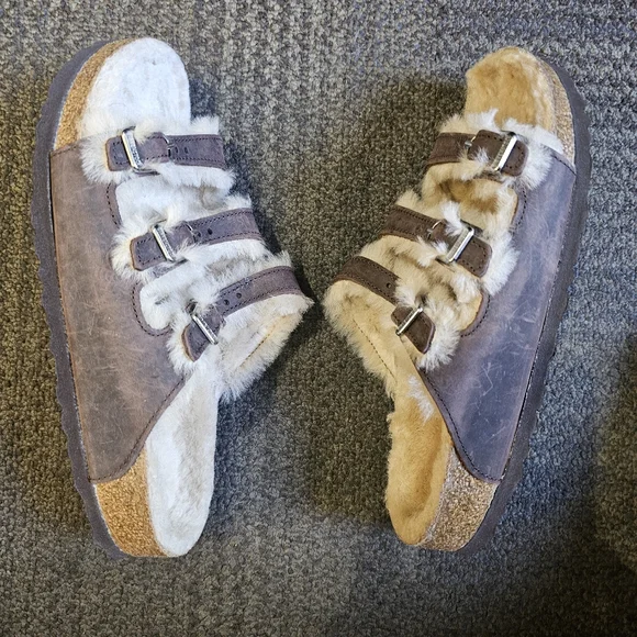 Birkenstock Brown and Cream Furry Sandals Sze 38 (Size 7) - Picture 4 of 11
